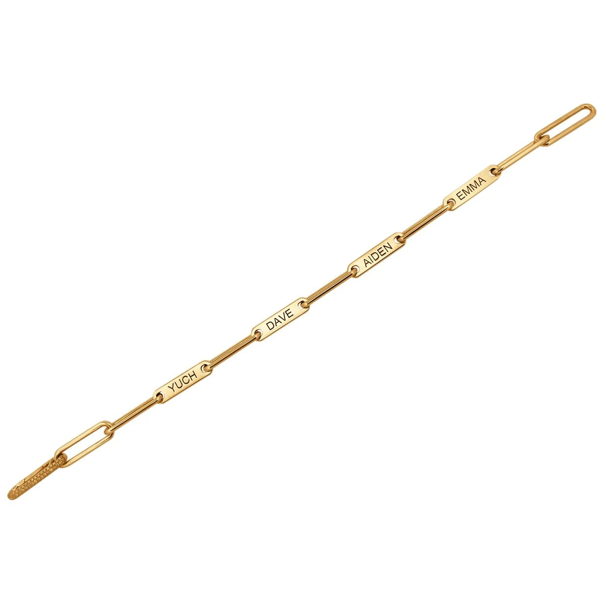 Nameplate Paperclip Bracelet with Diamond Clasp