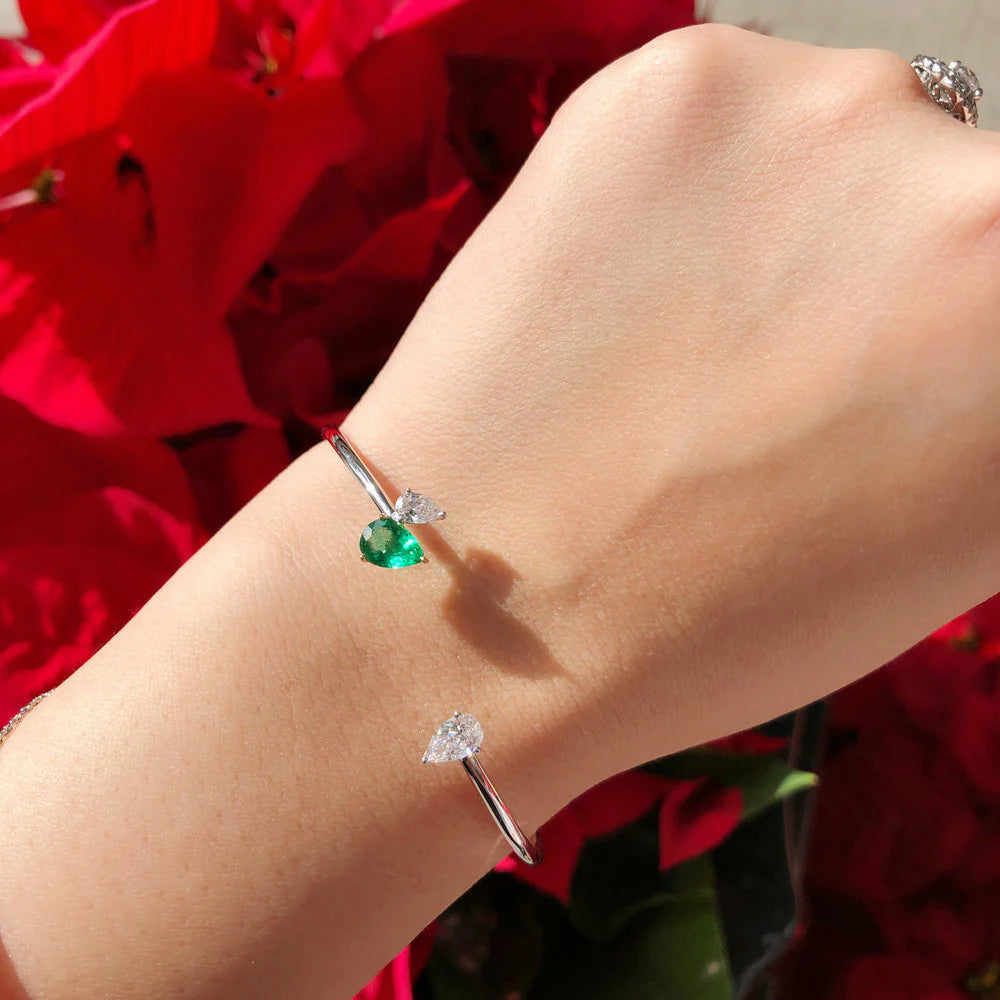 Emerald & Diamond Vine Bangle
