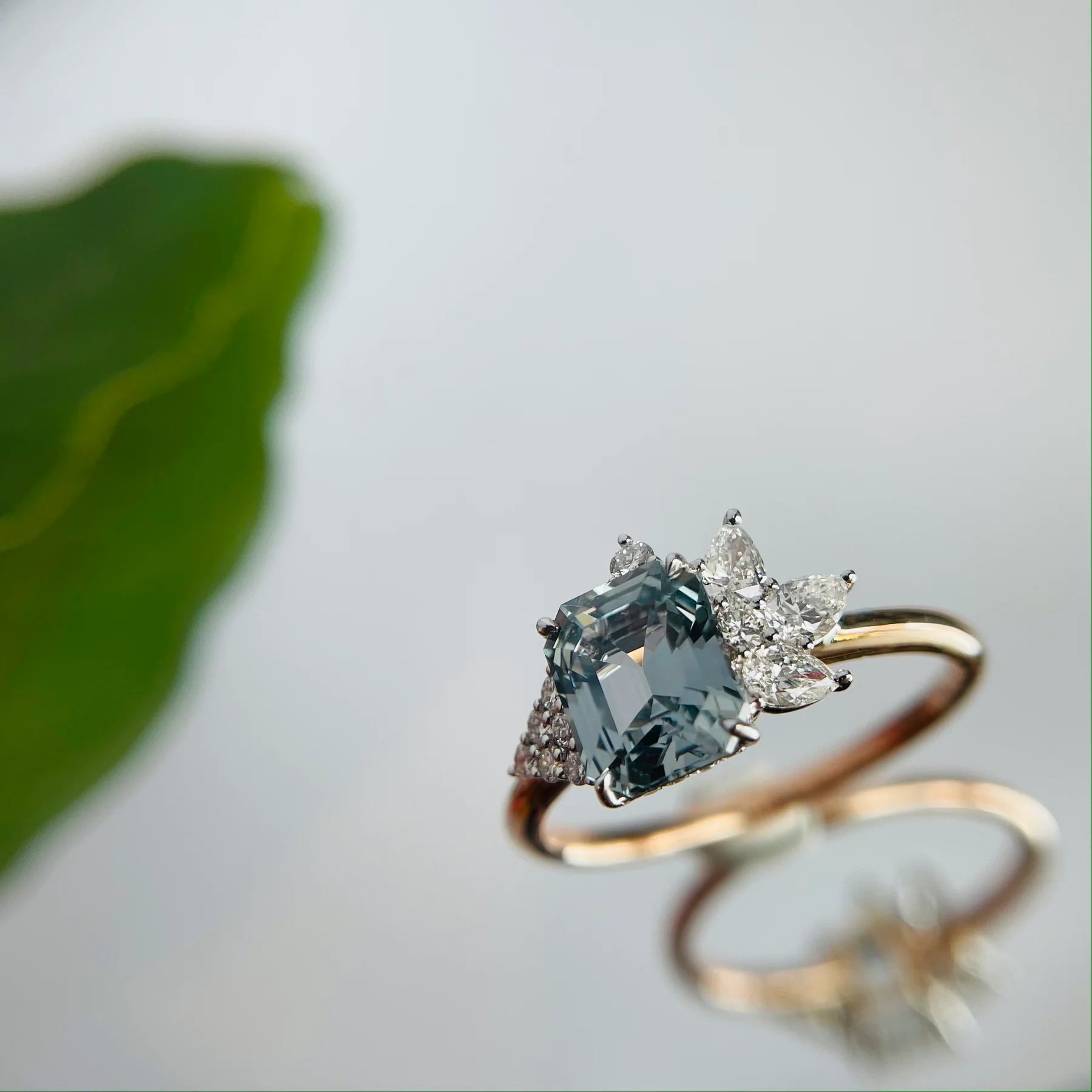 Grey Sapphire and Diamond Peacock Ring
