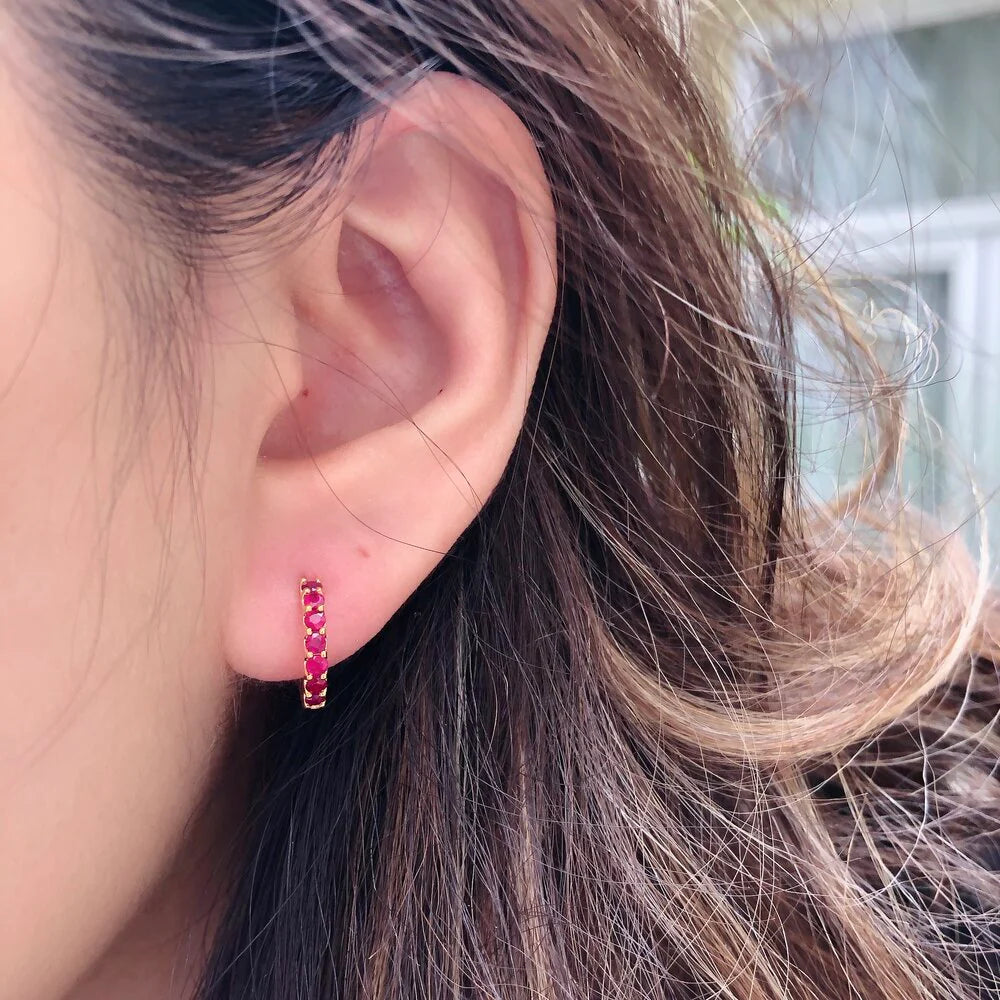 Ruby Huggie Earrings