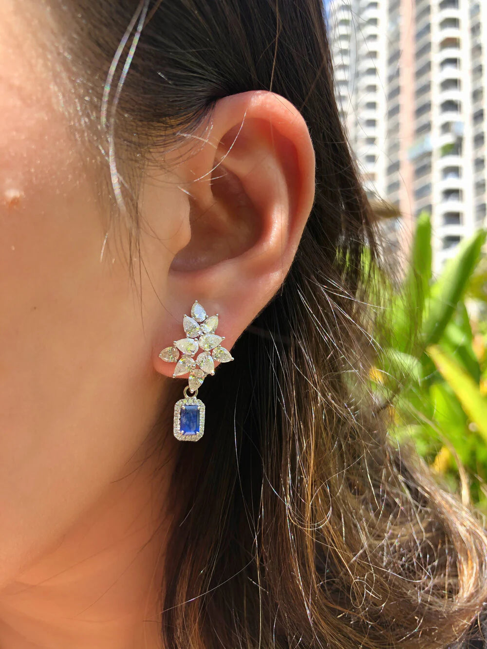 Large Diamond Cluster Earrings