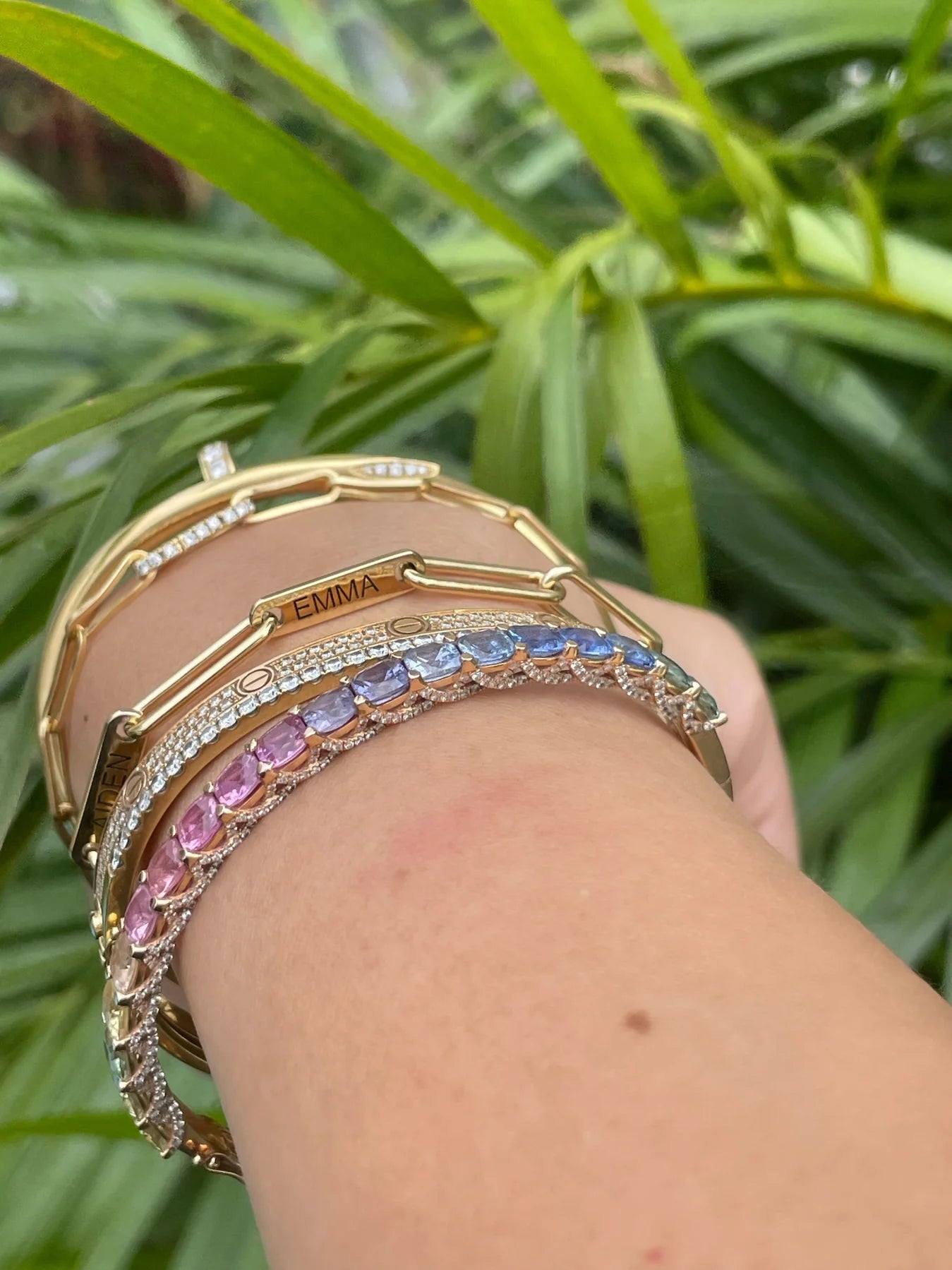 Nameplate Paperclip Bracelet with Diamond Clasp