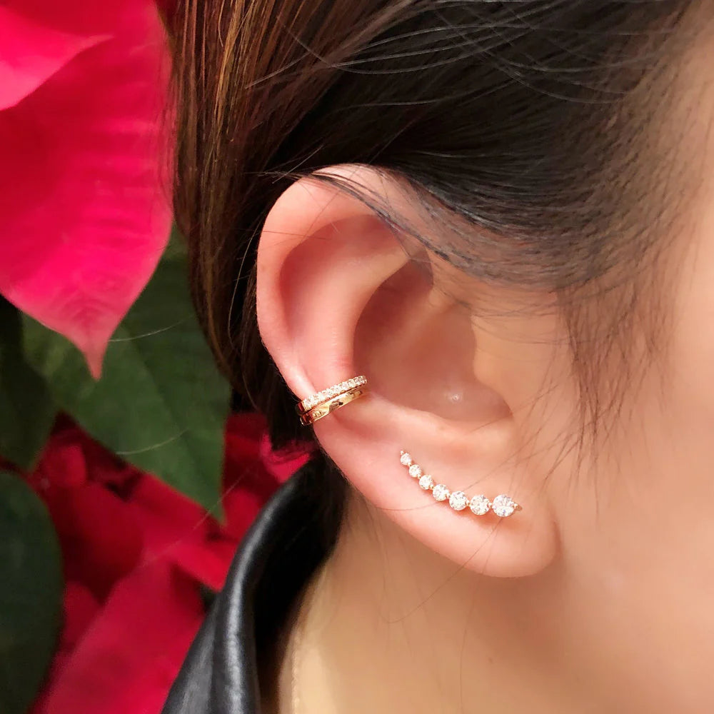Graduated Diamond Ear Climbers