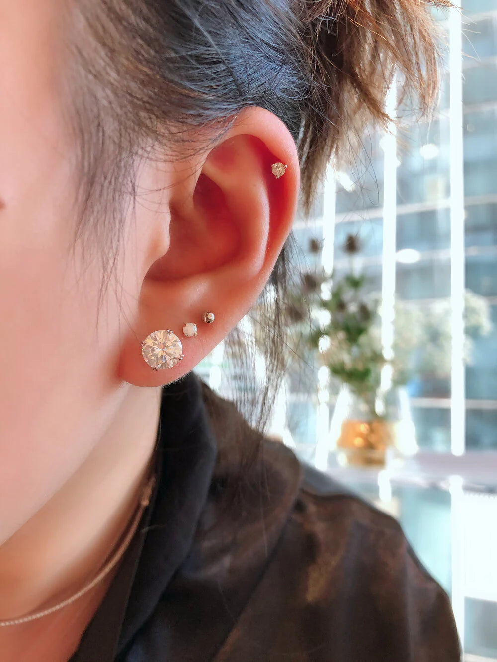 4.00 Carat Total Weight (CTW) GIA Certified Diamond Stud Earrings with Pavé Hidden Halo | 18K White Gold