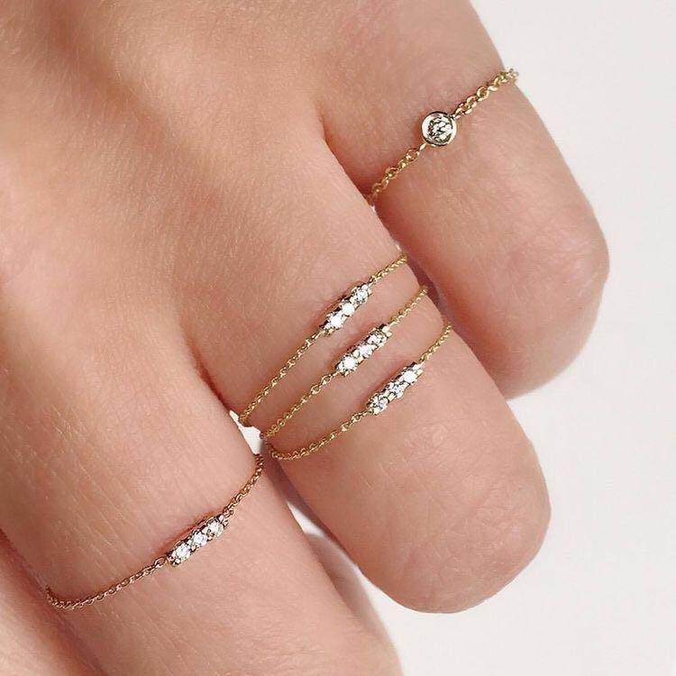 Mini Three Stone Chain Ring