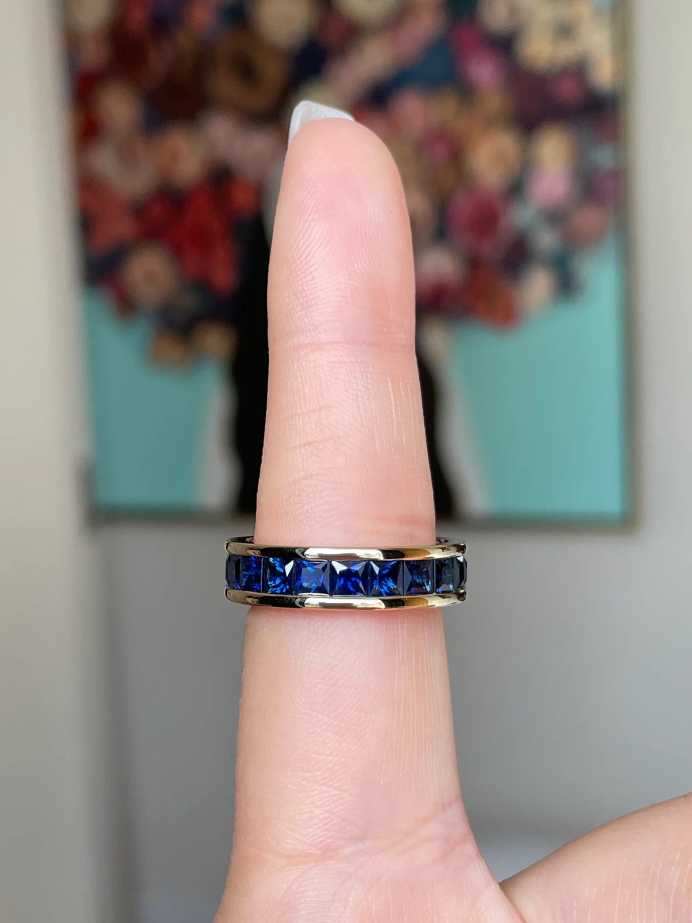 Channel Set Blue Sapphire Eternity Ring