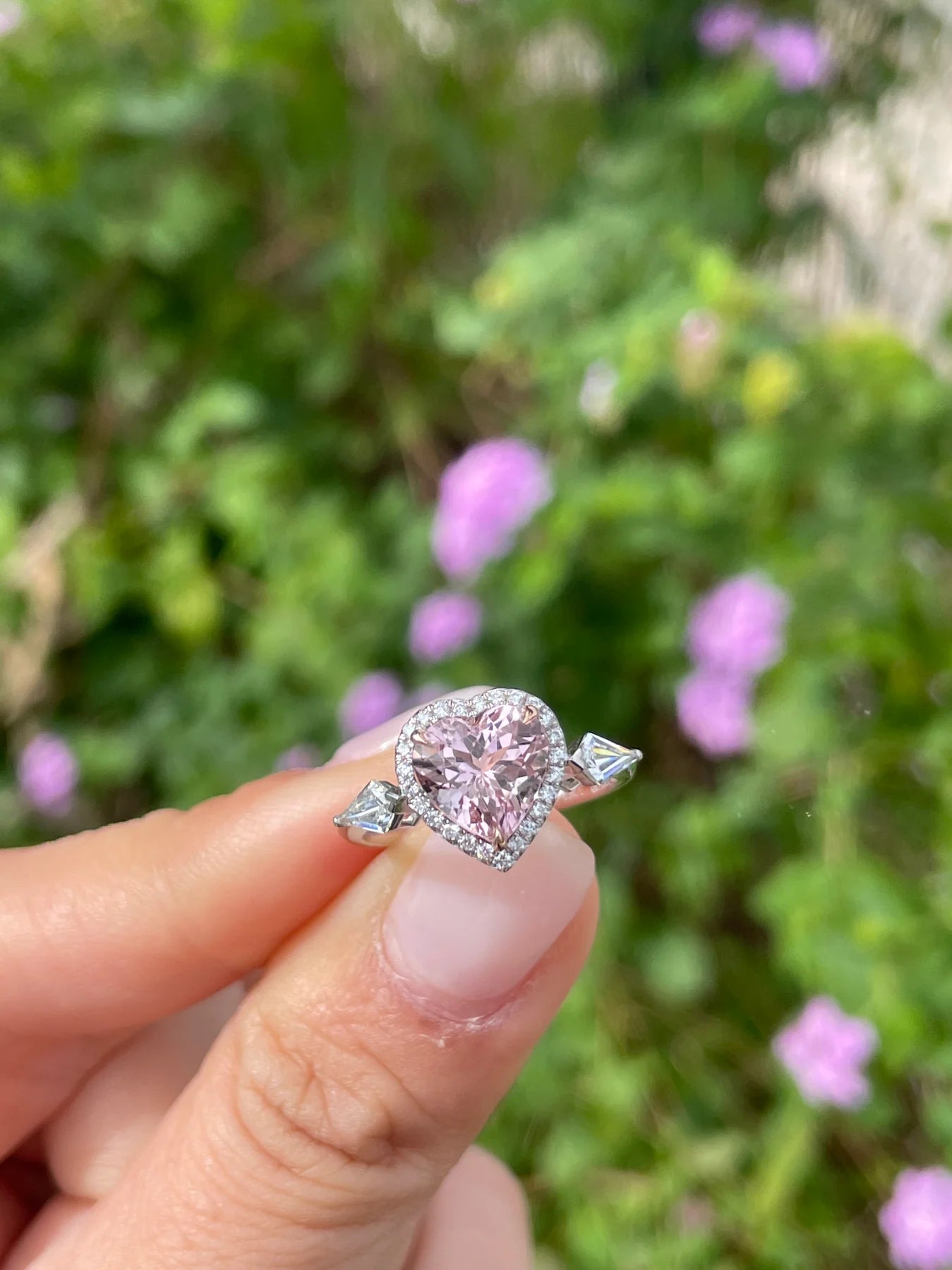 Morganite & Diamond Hearts & Arrows Ring