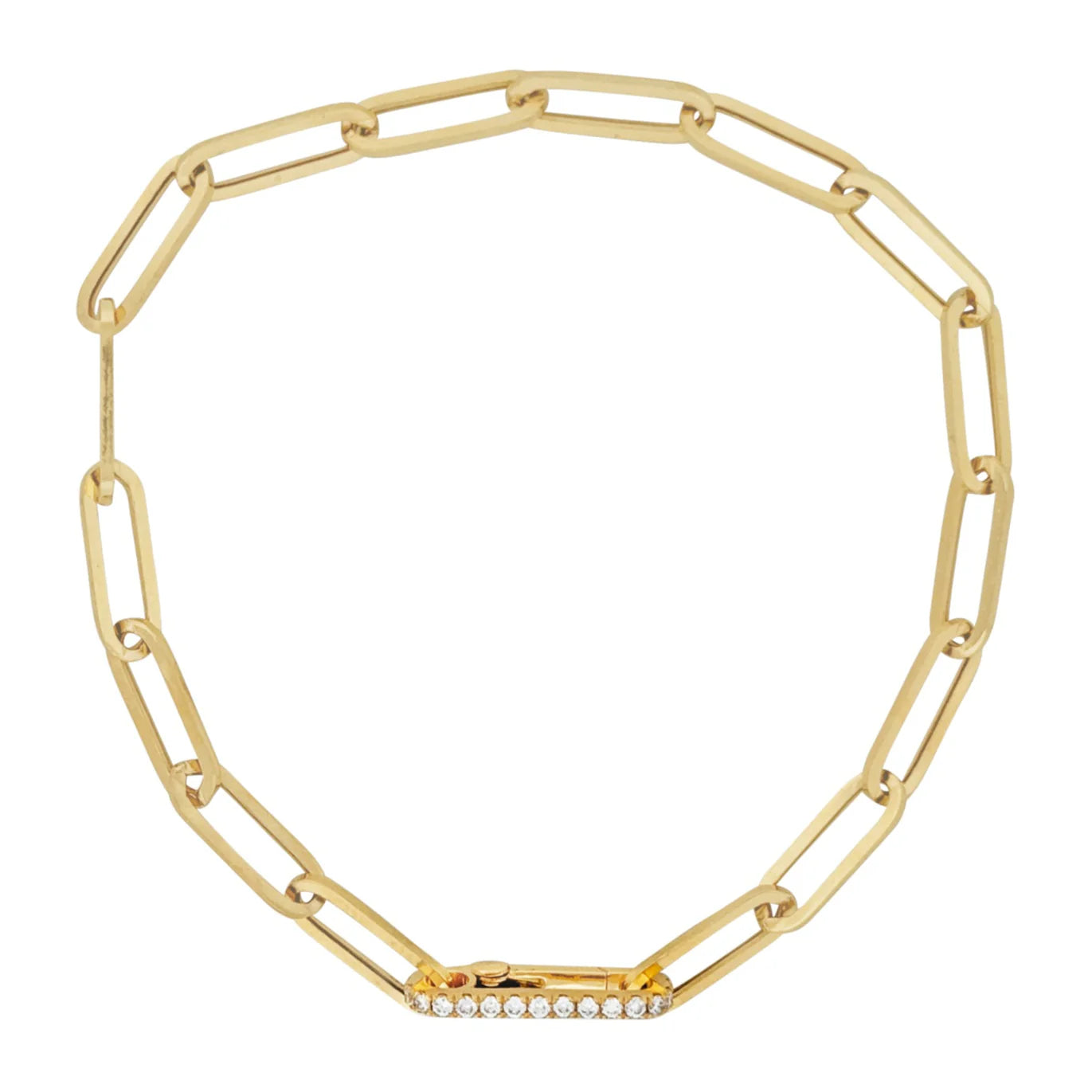 Mini Paperclip Bracelet With Diamond Clasp