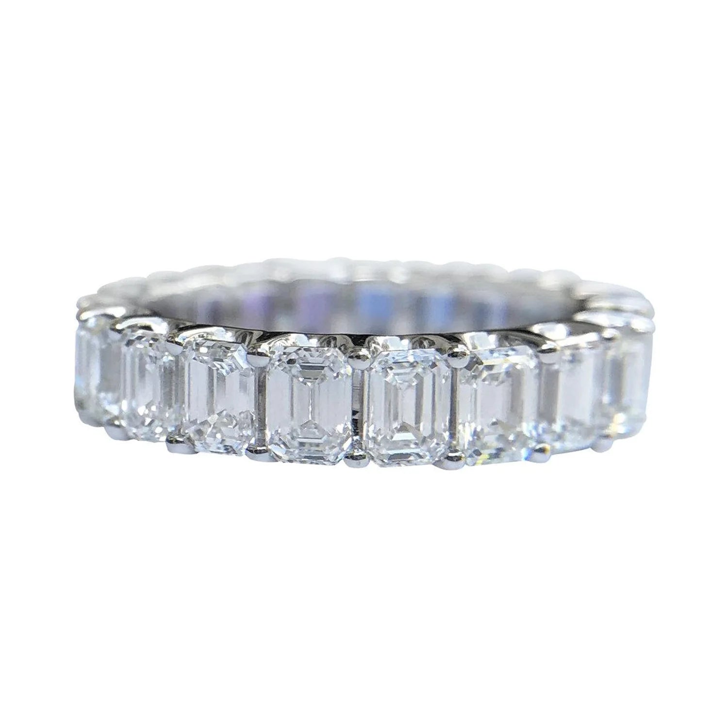 Signature Yin Yang Emerald Cut Eternity Ring with Rainbow Sapphires and Diamonds