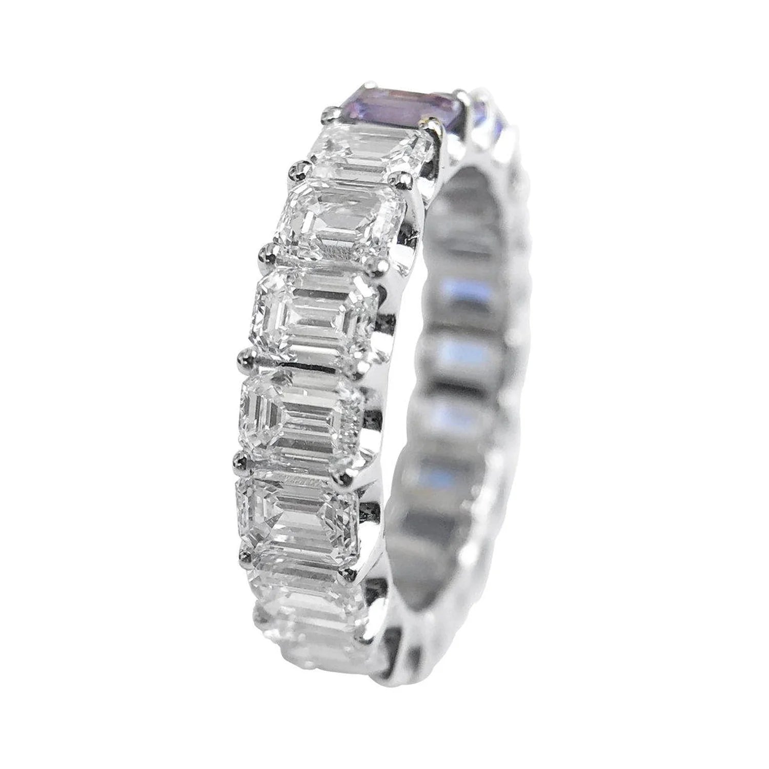 Signature Yin Yang Emerald Cut Eternity Ring with Rainbow Sapphire & Diamond