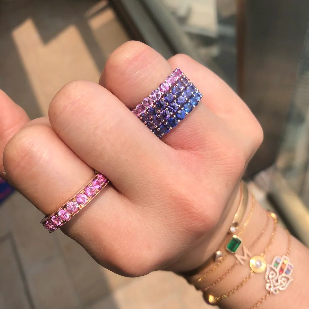 Ombre Pink Sapphire Stack Ring