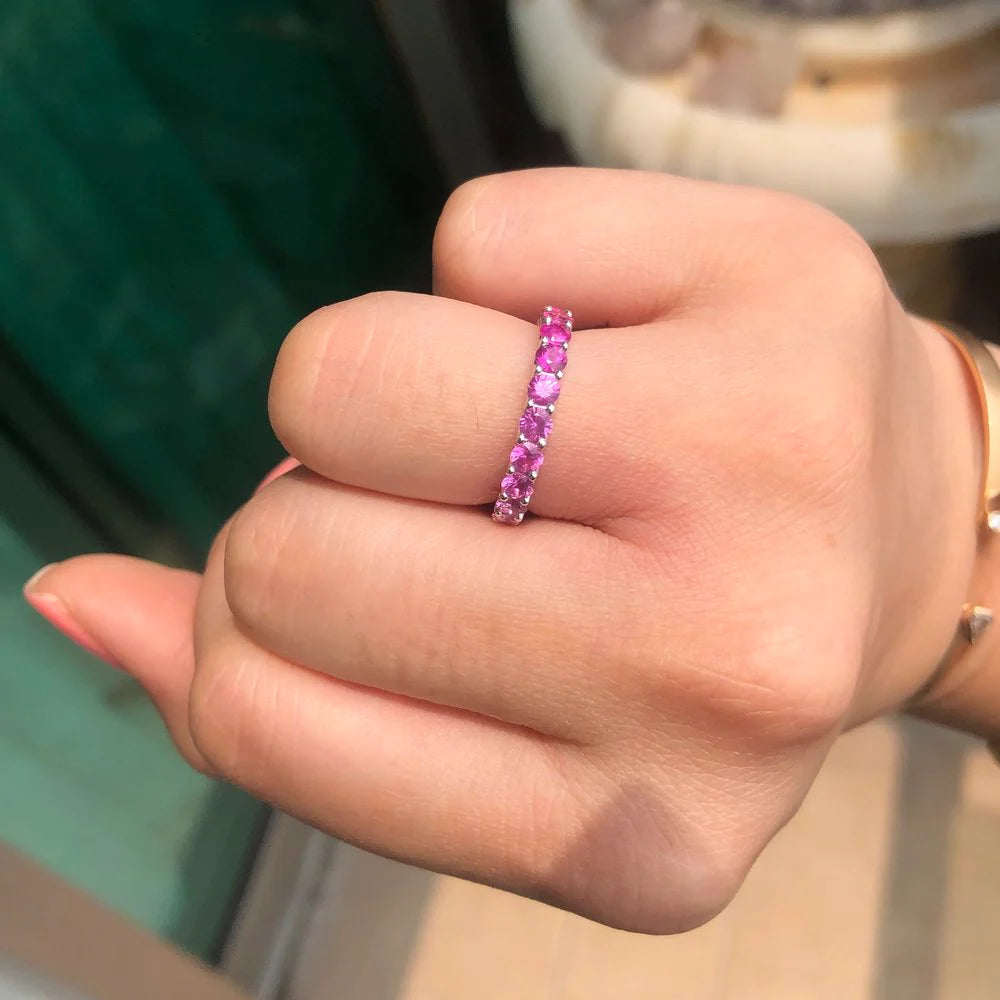 Ombre Pink Sapphire Stack Ring