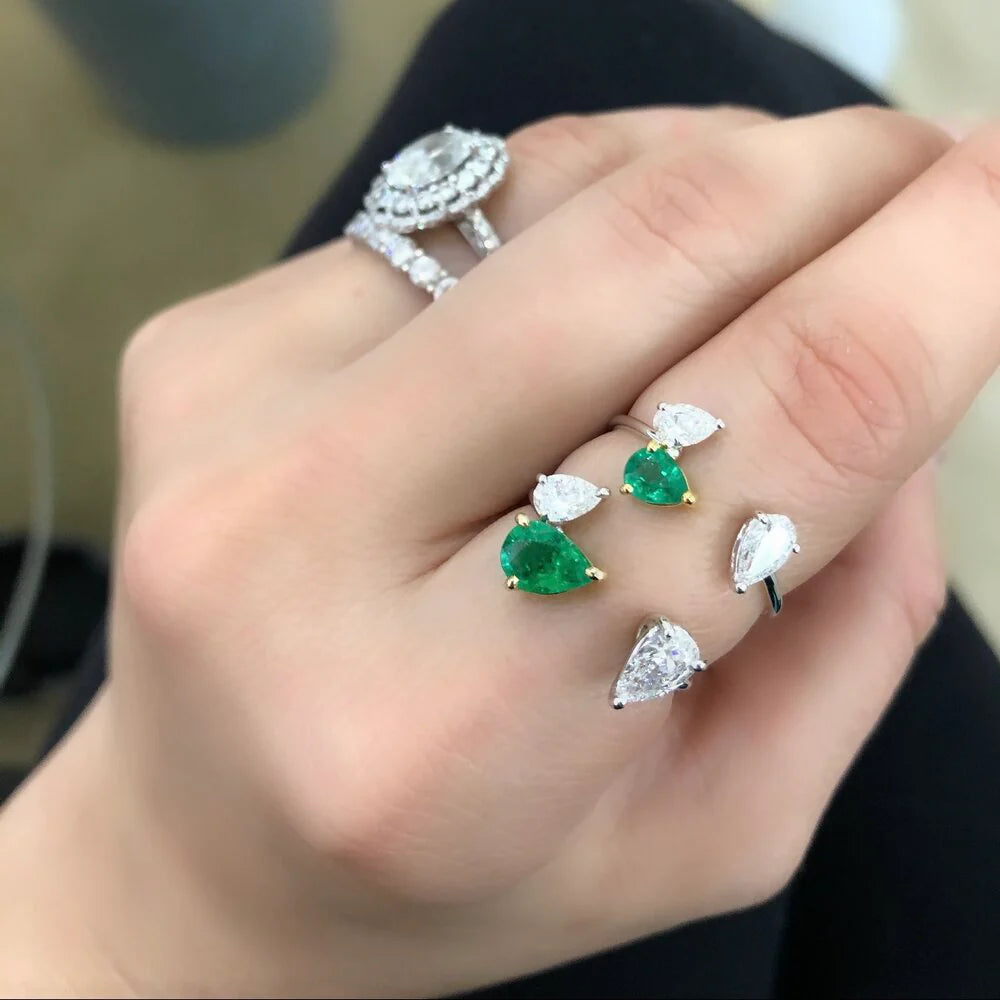 Mini Emerald & Diamond Vine Ring