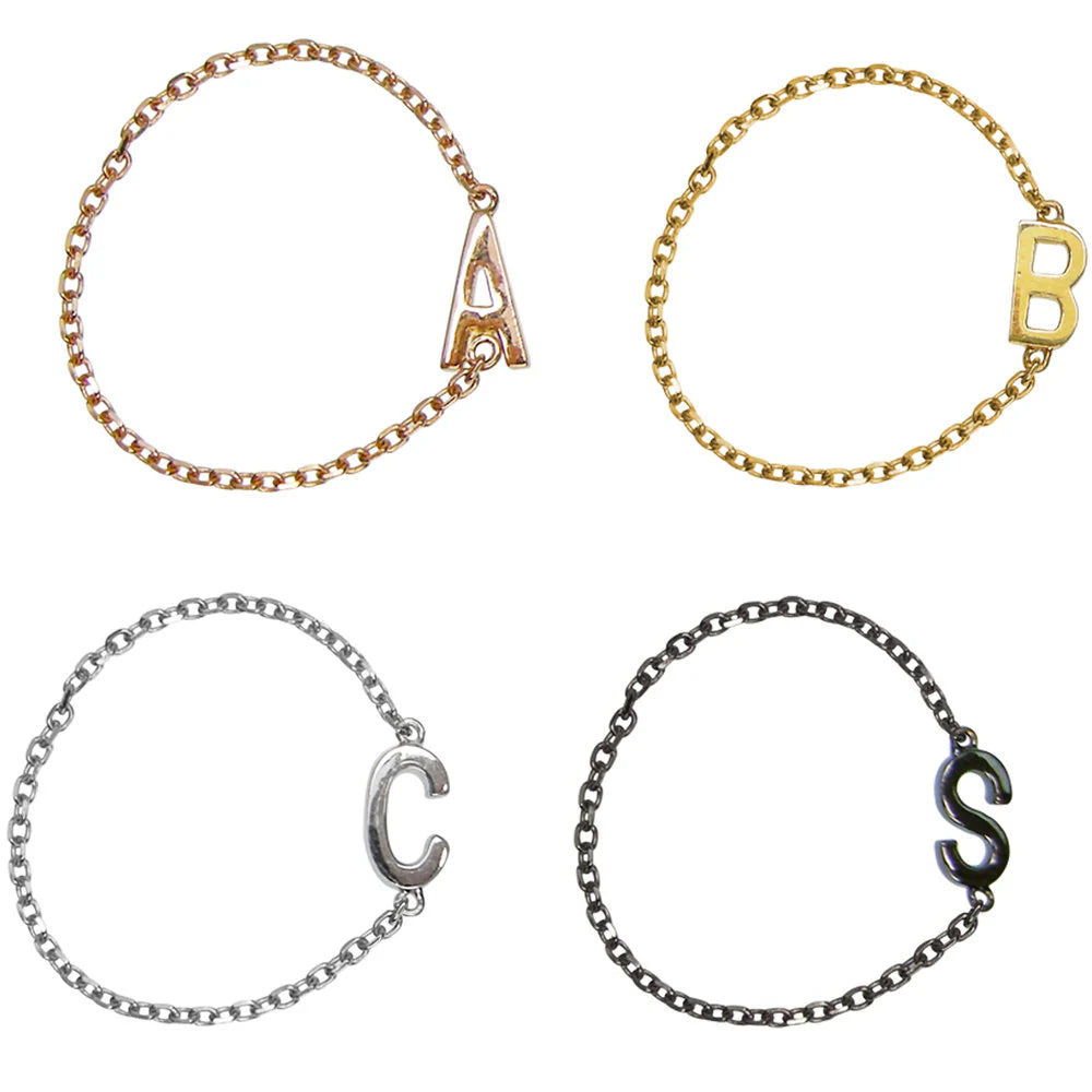 Letter Chain Ring