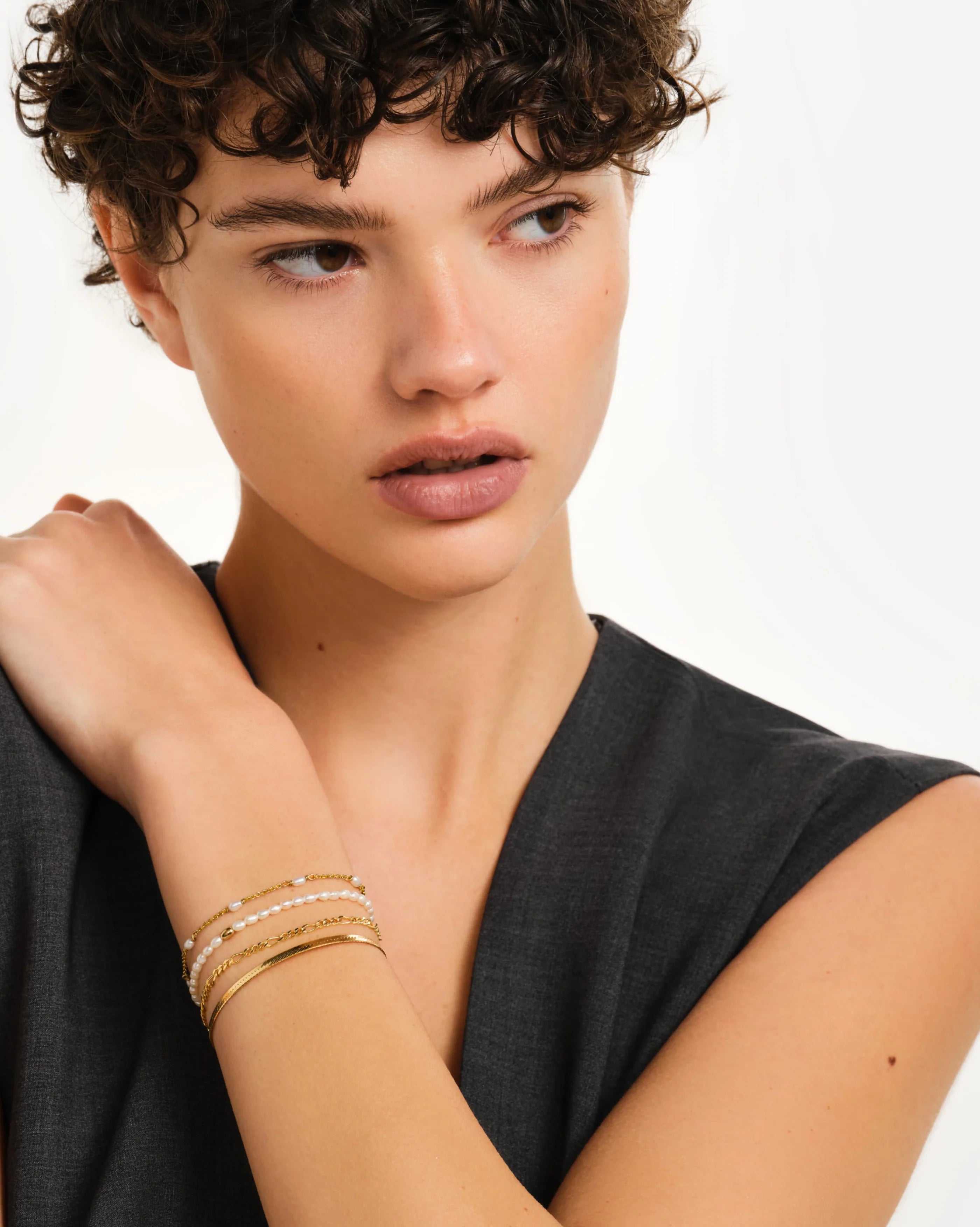 Portofino Delicate Freshwater Pearl Chain Bracelet in 18K Gold Vermeil by Handiora