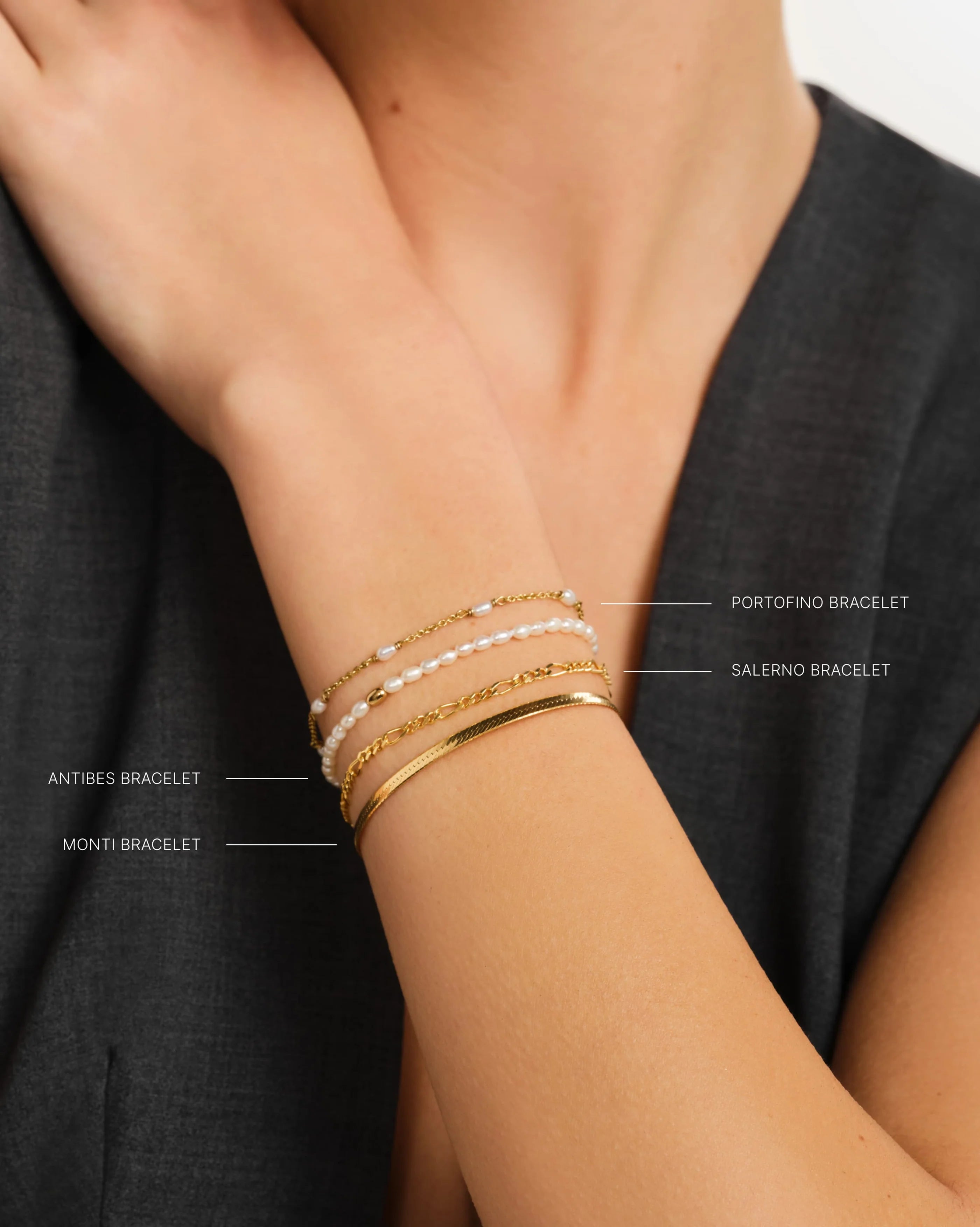 Portofino Delicate Freshwater Pearl Chain Bracelet in 18K Gold Vermeil by Handiora