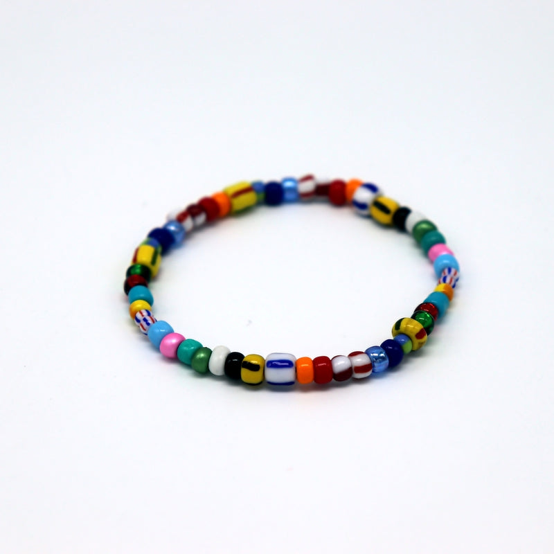 Stackable beaded bracelet set with vibrant tones
