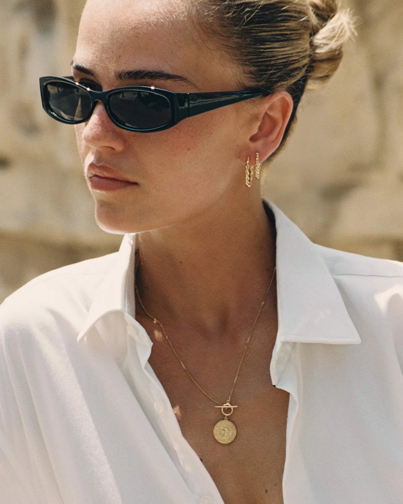 Venice Lucky Star Inscribed Coin Pendant Necklace in 18K Gold Vermeil by Handiora