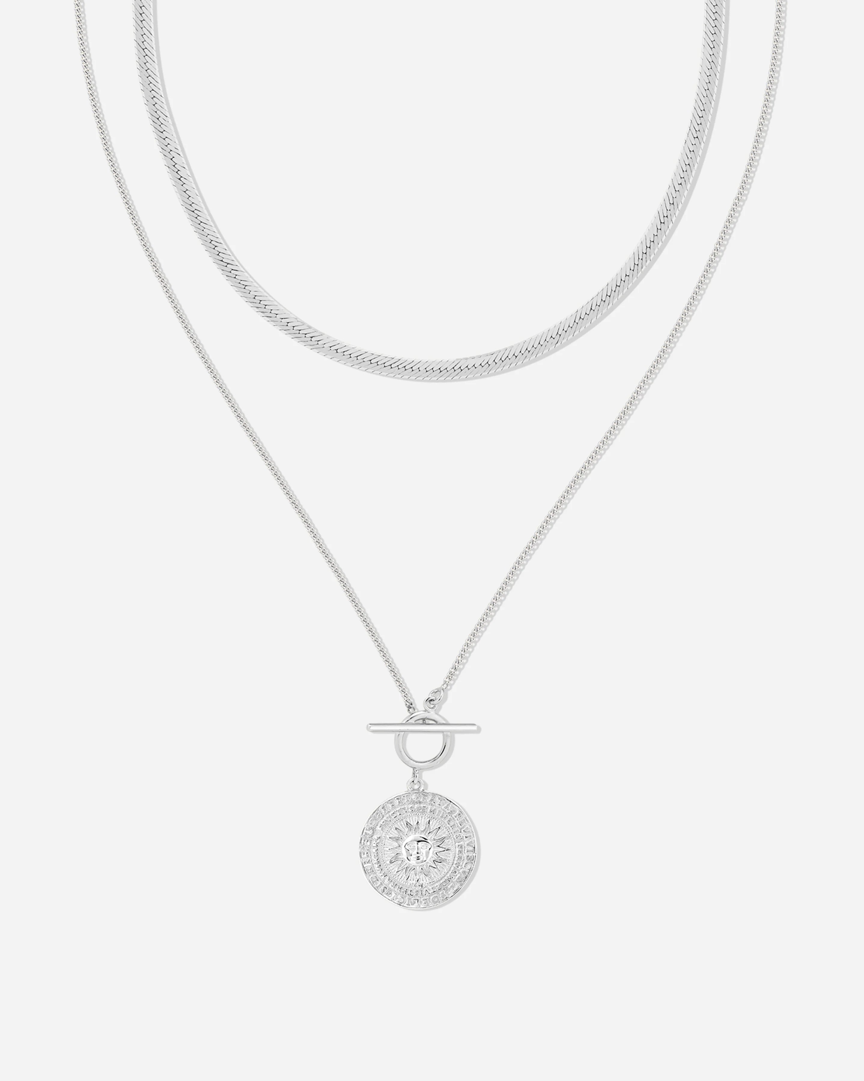 Vici Layering Set with Monti Choker and Venice Coin Necklace in 925 Sterling Silver by Handiora