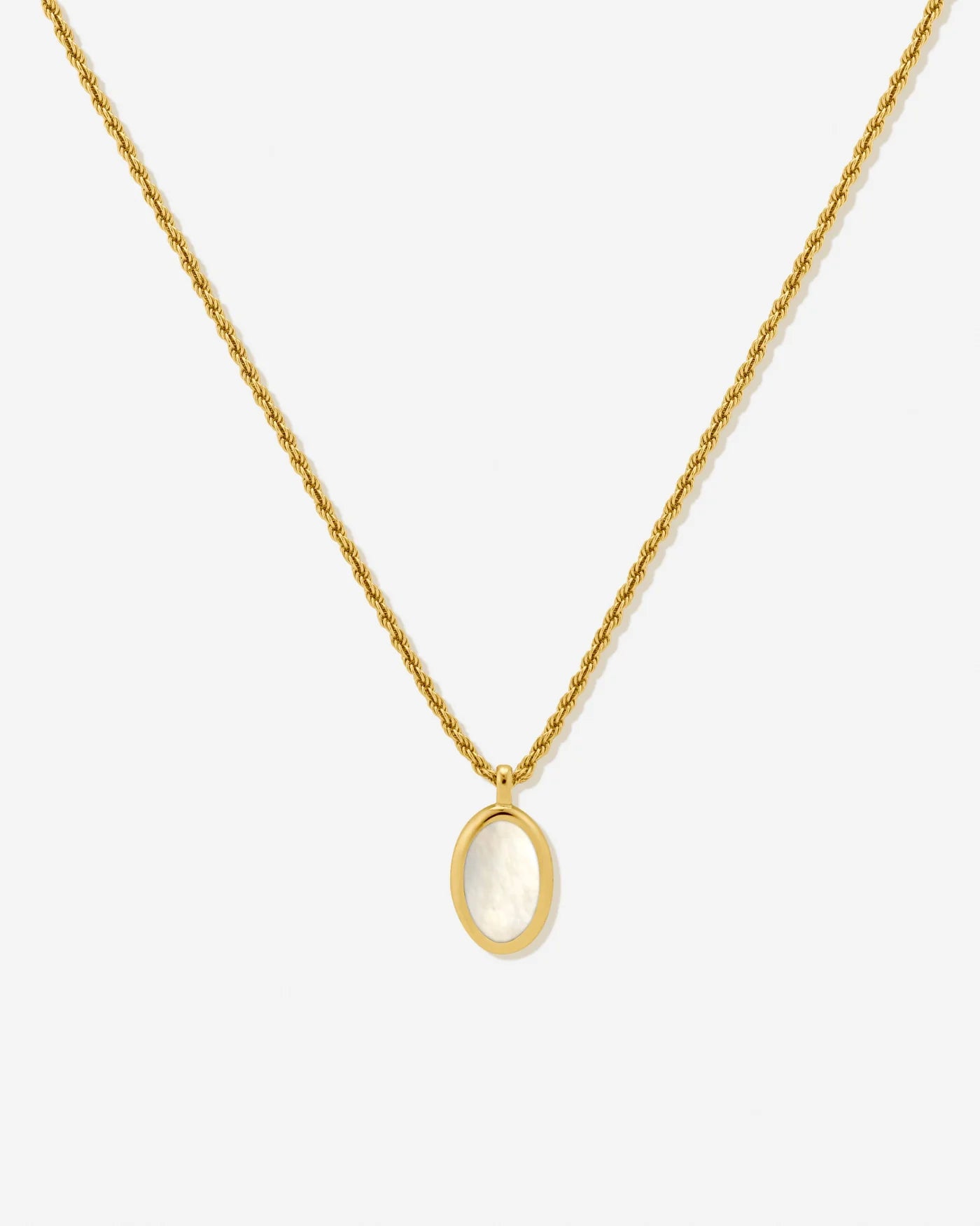 Como Oval Mother-of-Pearl Pendant Necklace in 18K Gold Vermeil by Handiora
