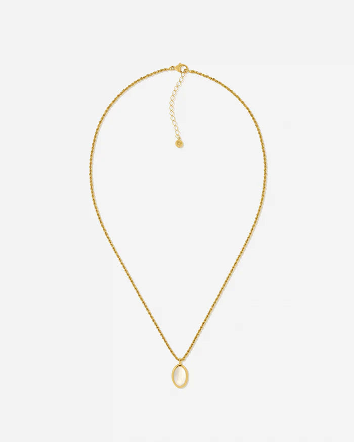 Como Oval Mother-of-Pearl Pendant Necklace in 18K Gold Vermeil by Handiora