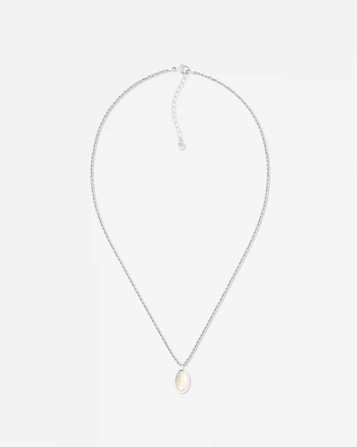 Como Oval Mother-of-Pearl Pendant Necklace in 925 Sterling Silver by Handiora