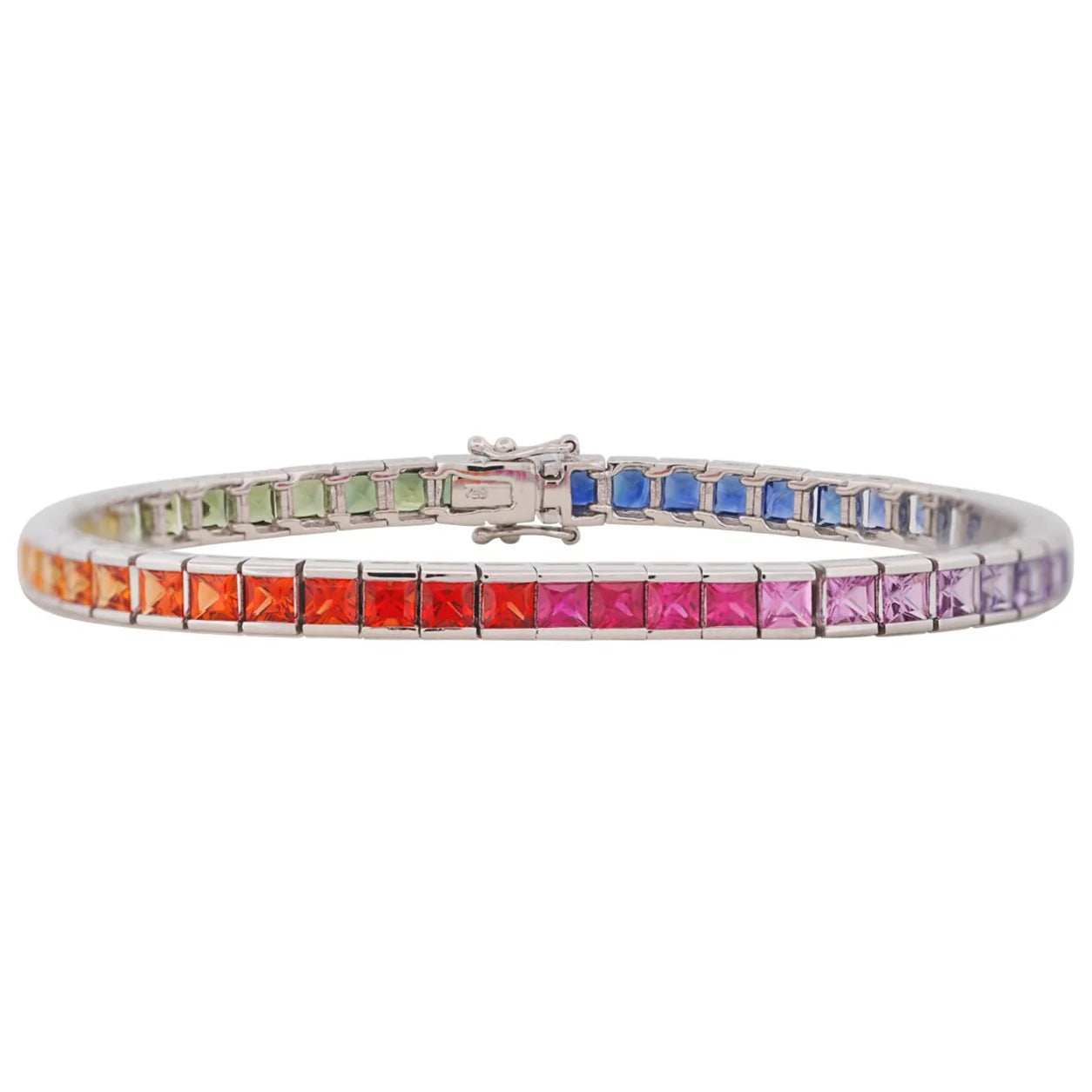 Multicolored gemstone bracelet on a white background