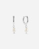 Chamonix Mini Hoop Earrings with Freshwater Pearl in 925 Sterling Silver by Handiora