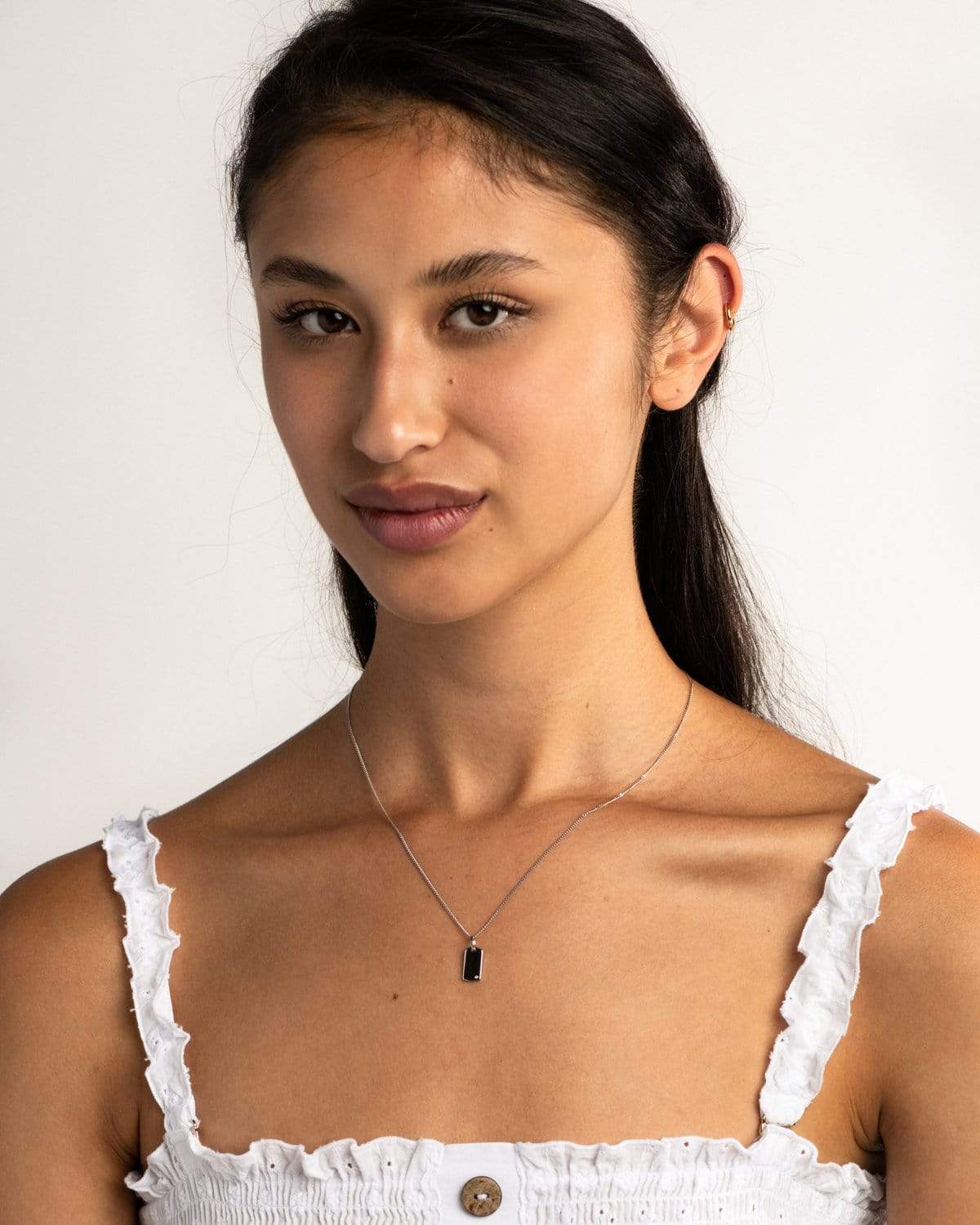 Florence Mini White Topaz Reversible Necklace in 925 Sterling Silver by Handiora