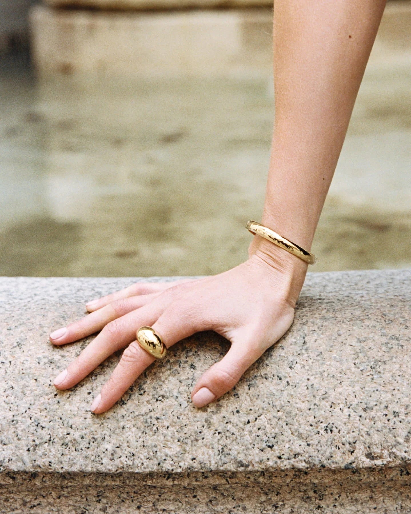 Liguria Engraved Star Logo Cuff Bracelet in 18K Gold Vermeil by Handiora