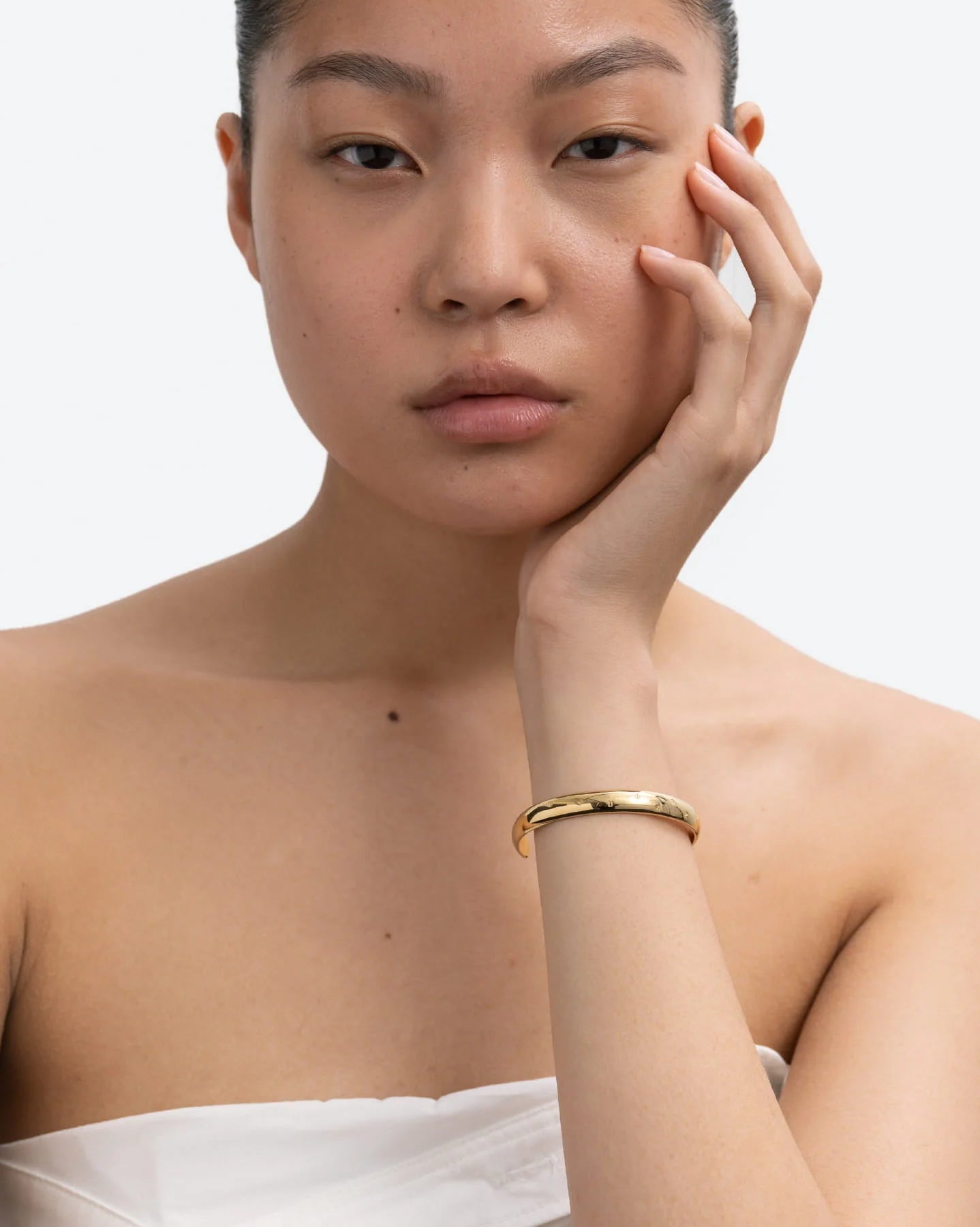 Liguria Engraved Star Logo Cuff Bracelet in 18K Gold Vermeil by Handiora
