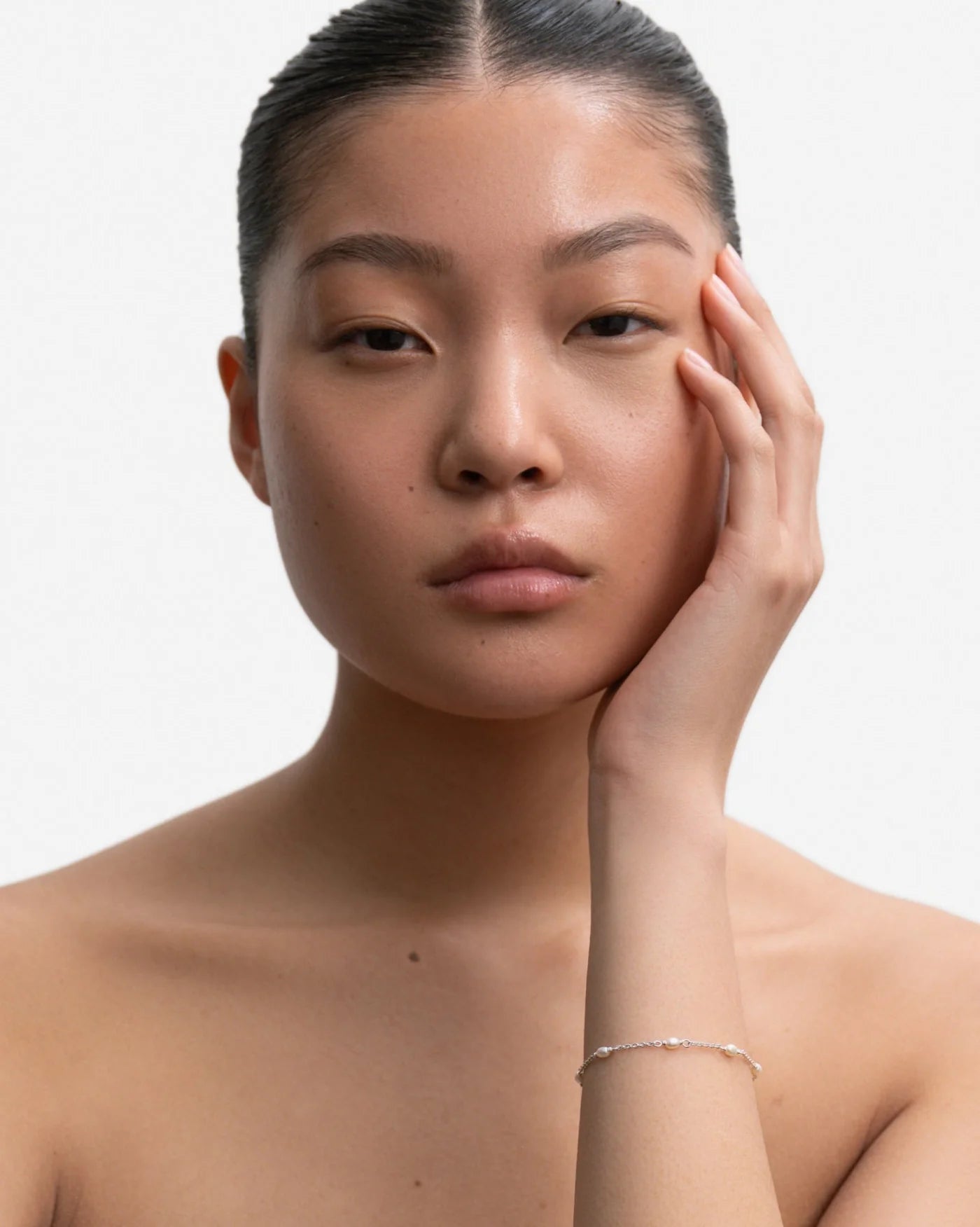 Portofino Delicate Freshwater Pearl Chain Bracelet in 925 Sterling Silver by Handiora