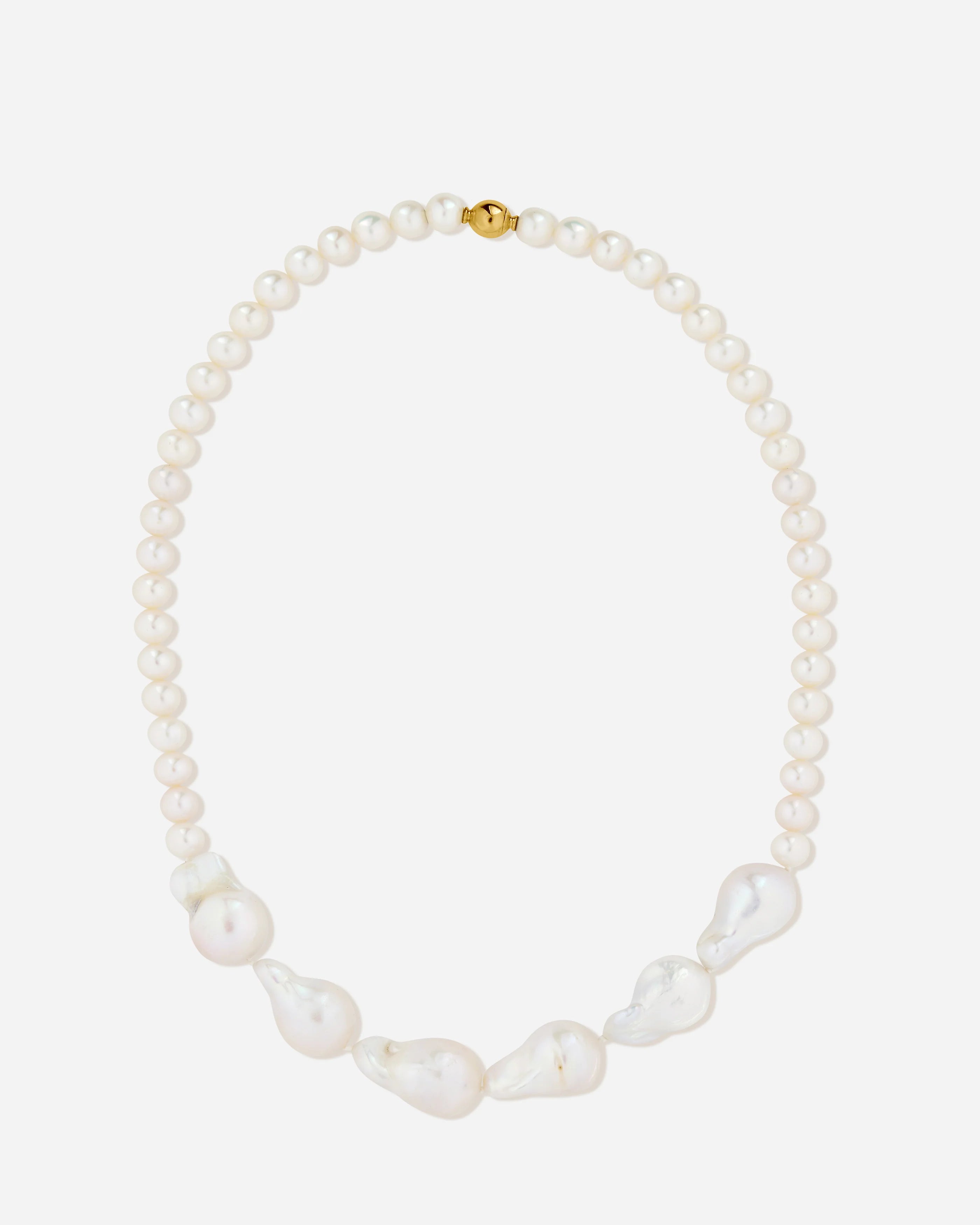 Pamplona Baroque and Round Freshwater Pearl Necklace in 18K Gold Vermeil by Handiora