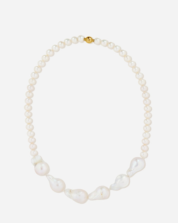 Pamplona Baroque and Round Freshwater Pearl Necklace in 18K Gold Vermeil by Handiora