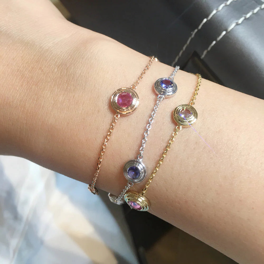Rose Cut Pink Sapphire & Diamond Bracelet