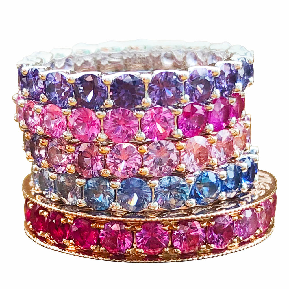Ombre Pink Sapphire Stack Ring