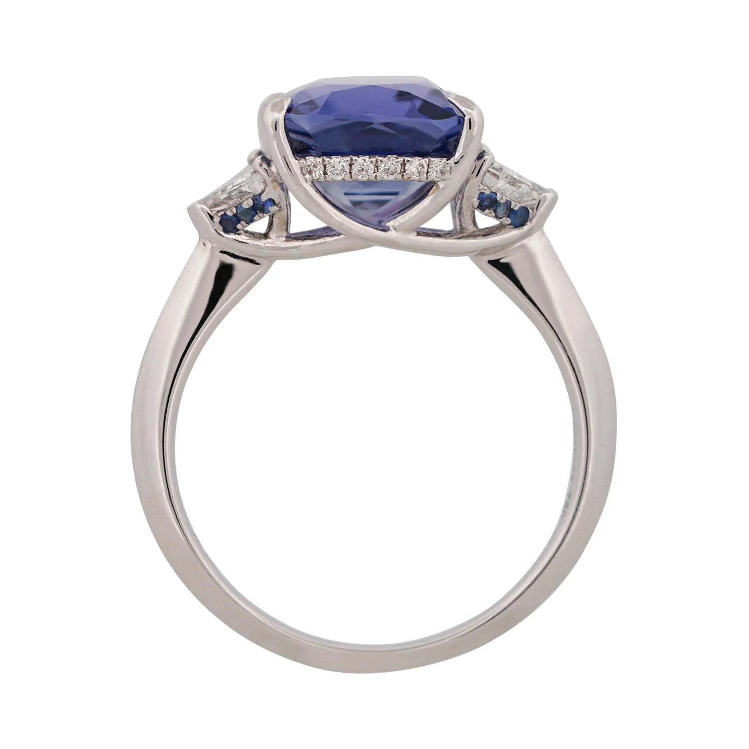 Color Change Violet Sapphire Three Stone Ring