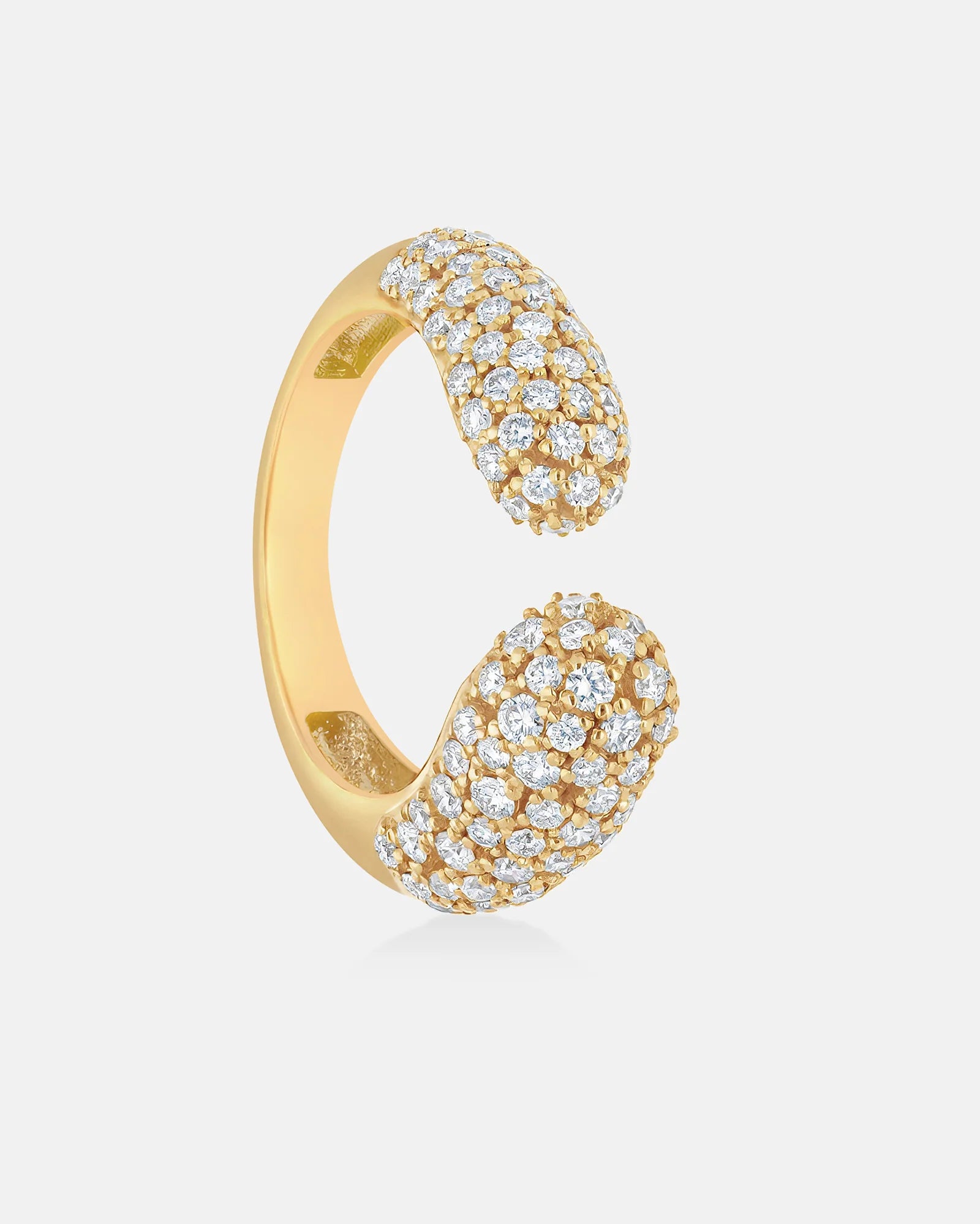 Infinite Grace Open Sculptural Ring with Pavé Diamonds in 18K Yellow Gold by Handiora